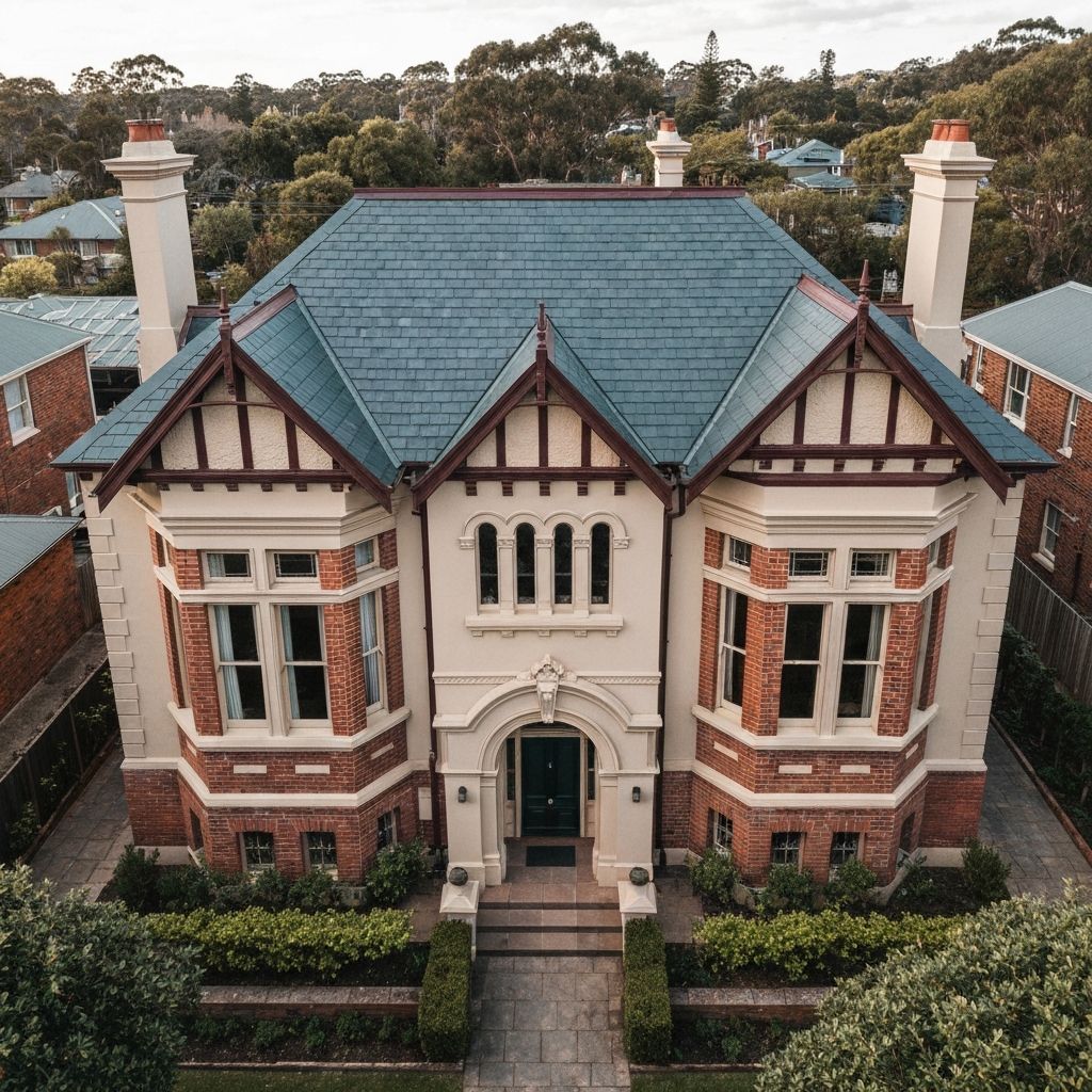 Restored slate roof on Victorian home